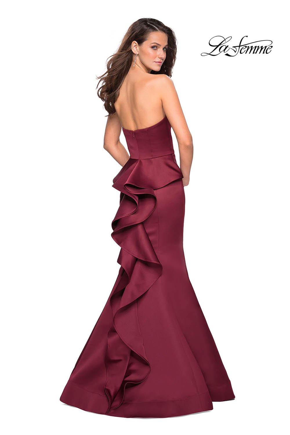 La Femme 27105 prom dress images.  La Femme 27105 is available in these colors: Black, Burgundy.