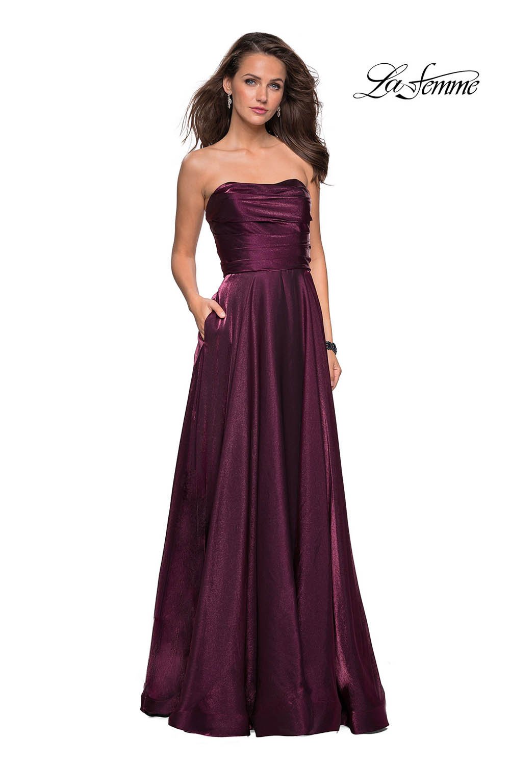 La Femme 27130 prom dress images.  La Femme 27130 is available in these colors: Cloud Blue, Dark Berry, Lavender, Teal.