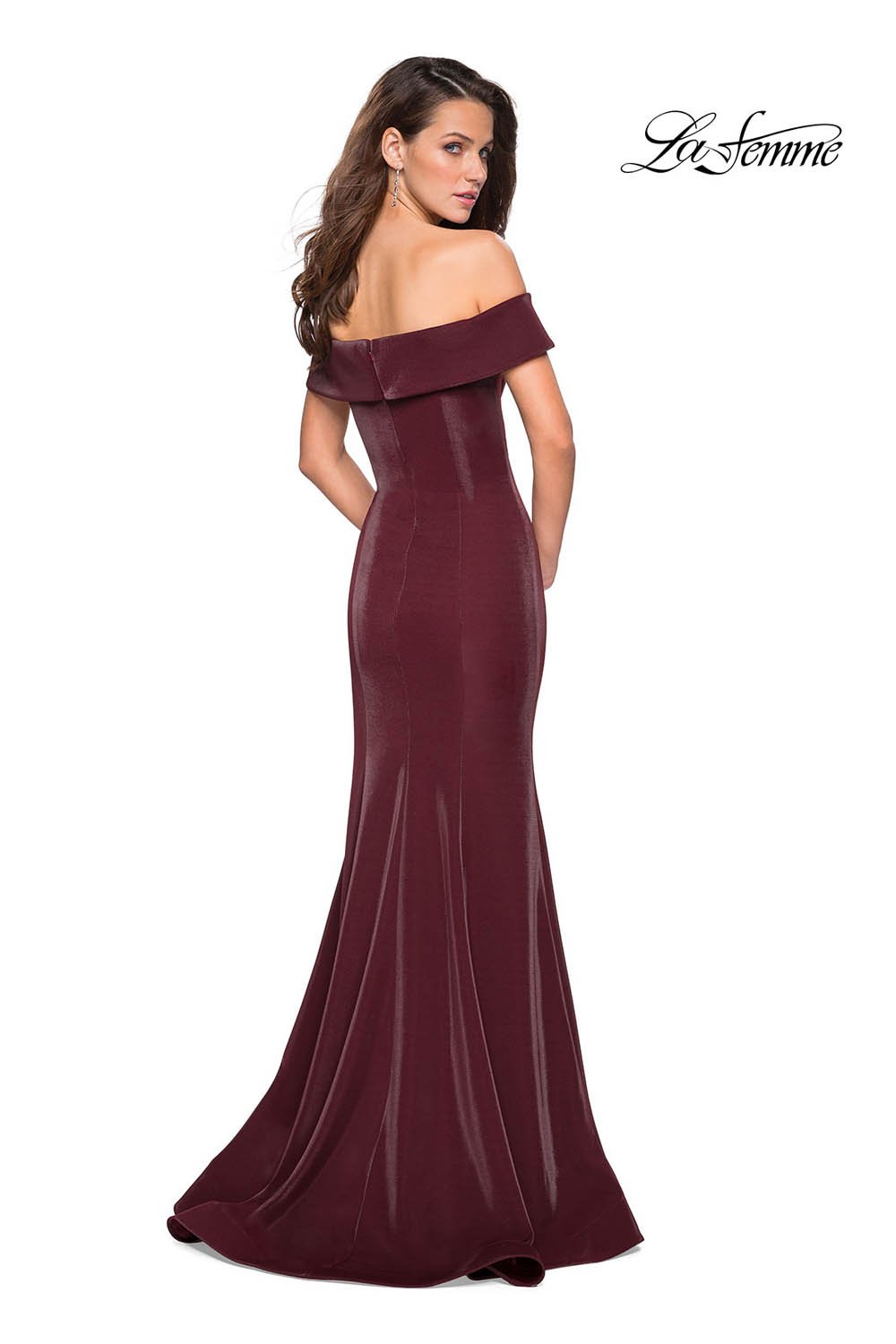 La Femme 27176 prom dress images.  La Femme 27176 is available in these colors: Black, Garnet, Teal.