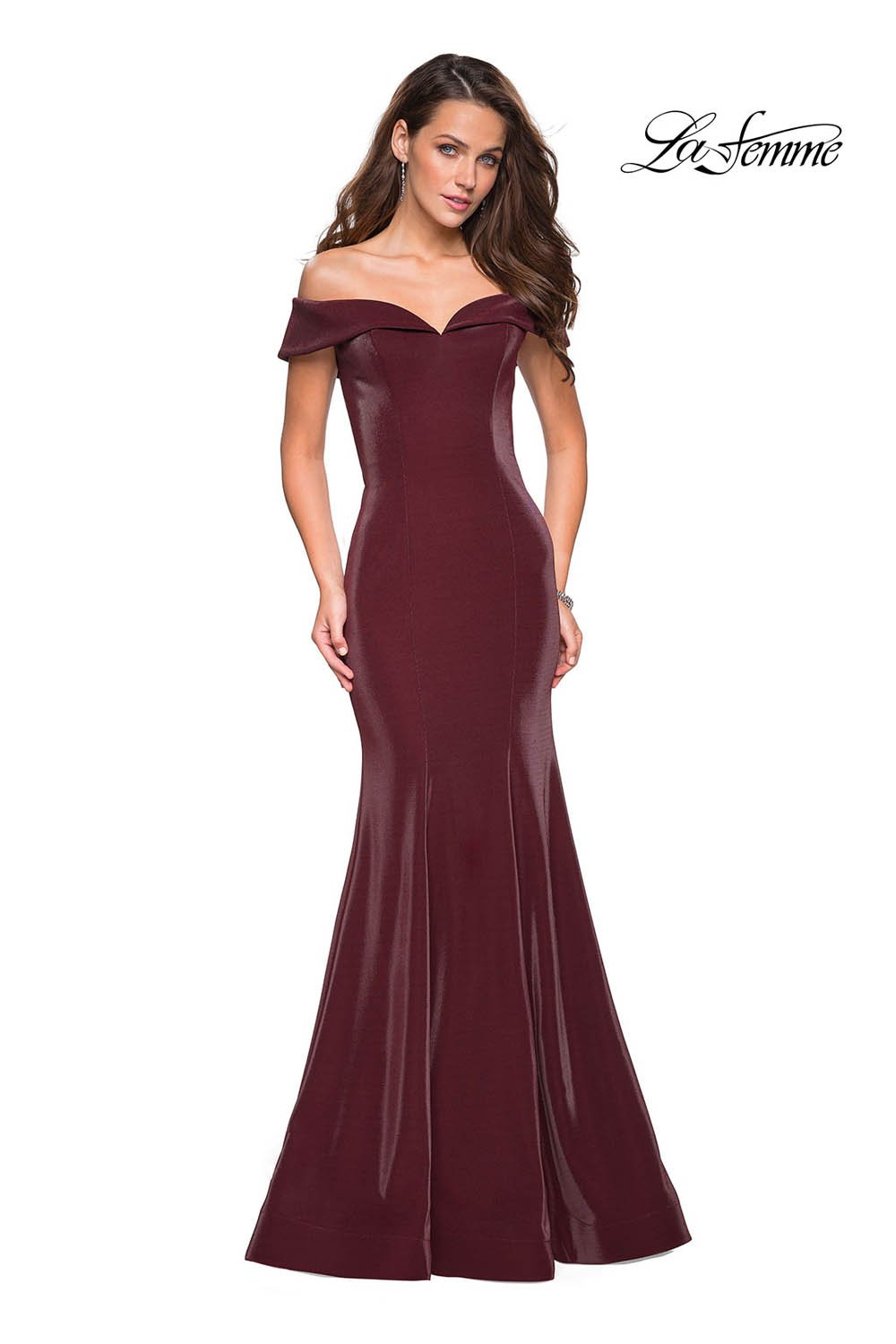 La Femme 27176 prom dress images.  La Femme 27176 is available in these colors: Black, Garnet, Teal.