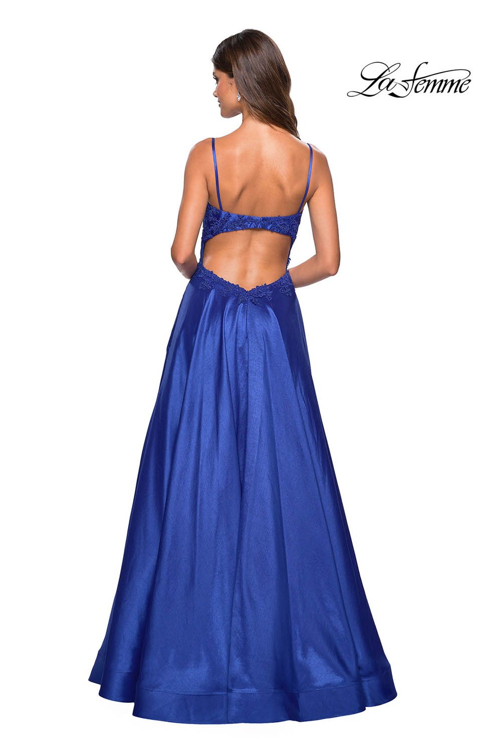 La Femme 27222 prom dress images.  La Femme 27222 is available in these colors: Burgundy, Hot Pink, Royal Blue, Teal.