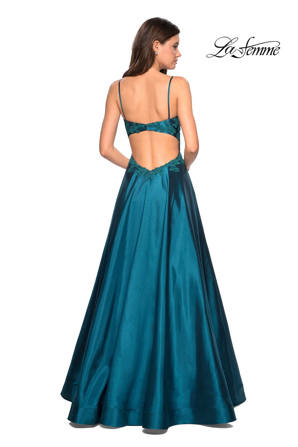 La Femme 27222 prom dress images.  La Femme 27222 is available in these colors: Burgundy, Hot Pink, Royal Blue, Teal.