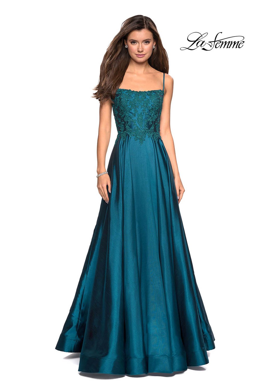 La Femme 27222 prom dress images.  La Femme 27222 is available in these colors: Burgundy, Hot Pink, Royal Blue, Teal.