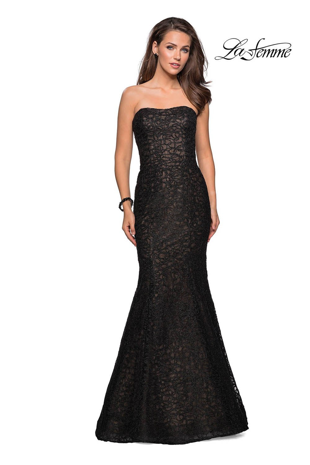 La Femme 27267 prom dress images.  La Femme 27267 is available in these colors: Black, Light Gold, Light Pink, Navy.