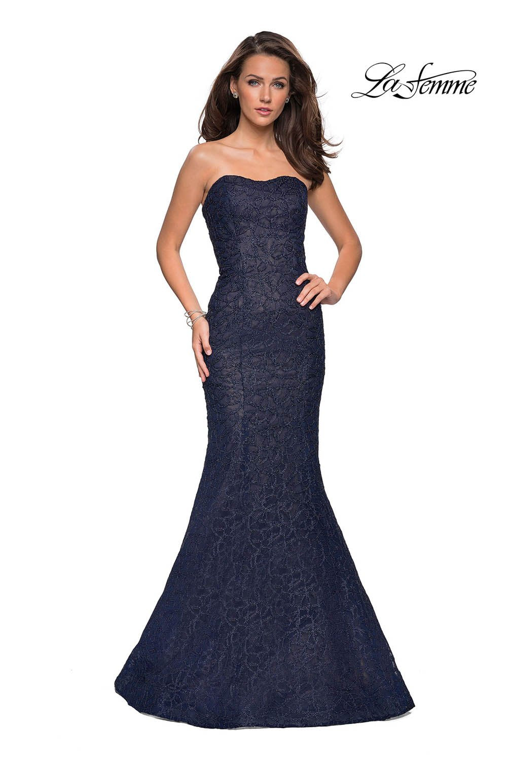 La Femme 27267 prom dress images.  La Femme 27267 is available in these colors: Black, Light Gold, Light Pink, Navy.