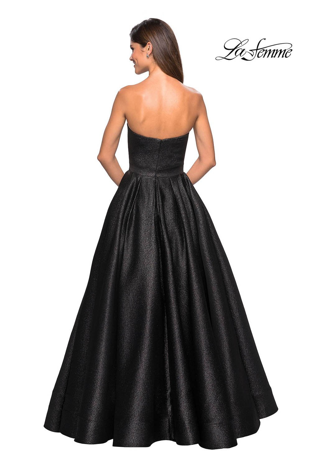 La Femme 27280 prom dress images.  La Femme 27280 is available in these colors: Black, Rose Gold.