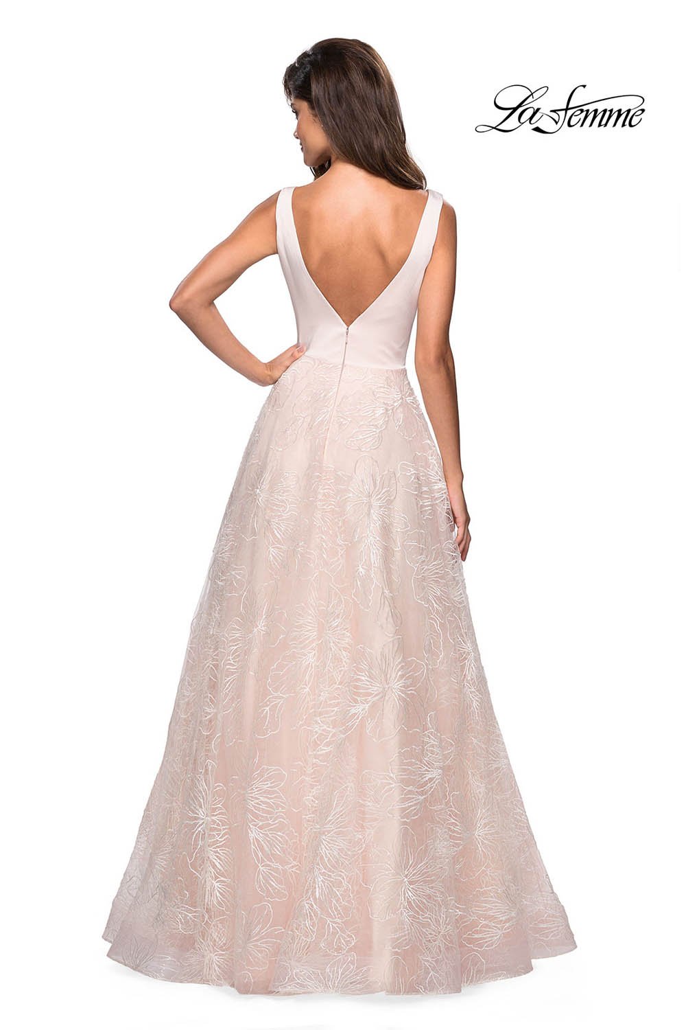 La Femme 27325 prom dress images.  La Femme 27325 is available in these colors: Pale Pink.