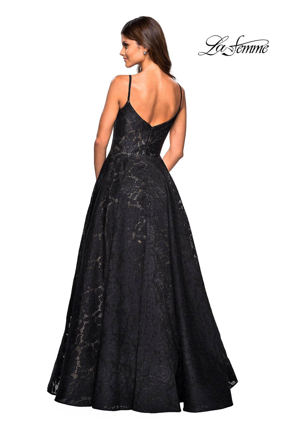 La Femme 27449 prom dress images.  La Femme 27449 is available in these colors: Black, Red.