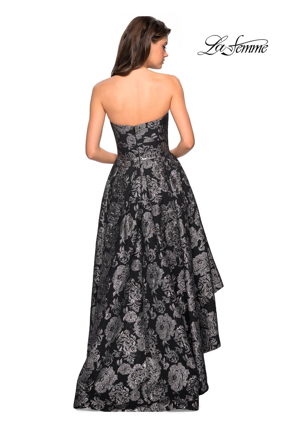 La Femme 27468 prom dress images.  La Femme 27468 is available in these colors: Black Silver.