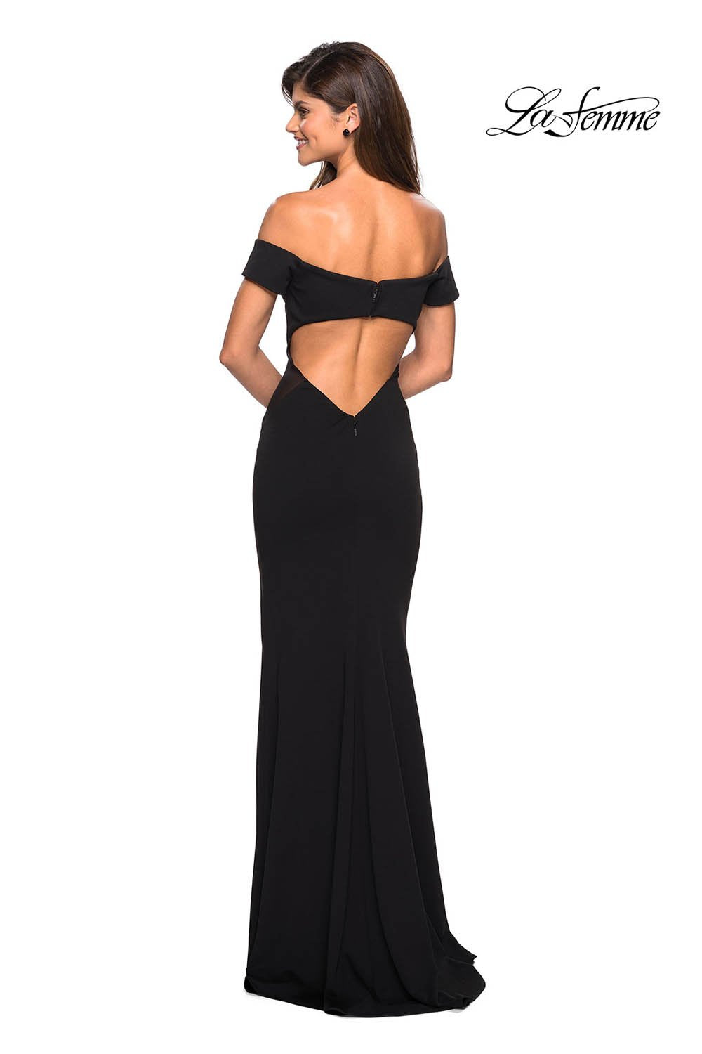 La Femme 27480 prom dress images.  La Femme 27480 is available in these colors: Black.