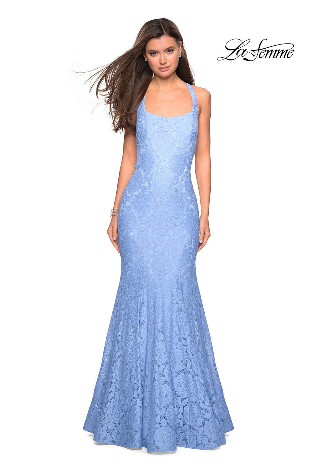 La Femme 27484 prom dress images.  La Femme 27484 is available in these colors: Cloud Blue, Red, Yellow.