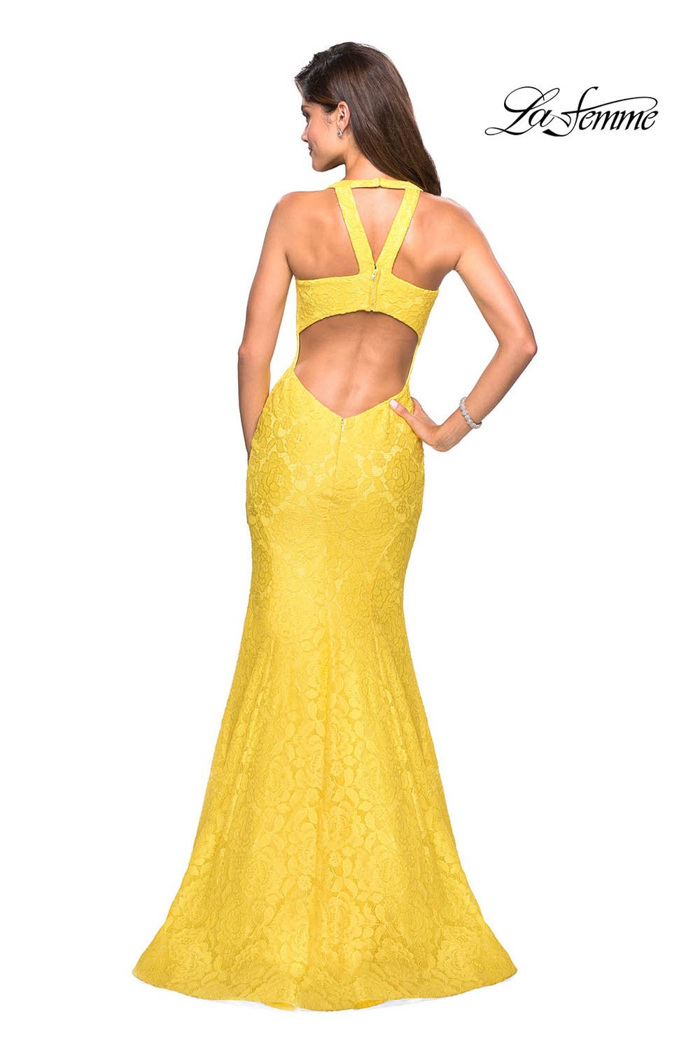 La Femme 27484 prom dress images.  La Femme 27484 is available in these colors: Cloud Blue, Red, Yellow.