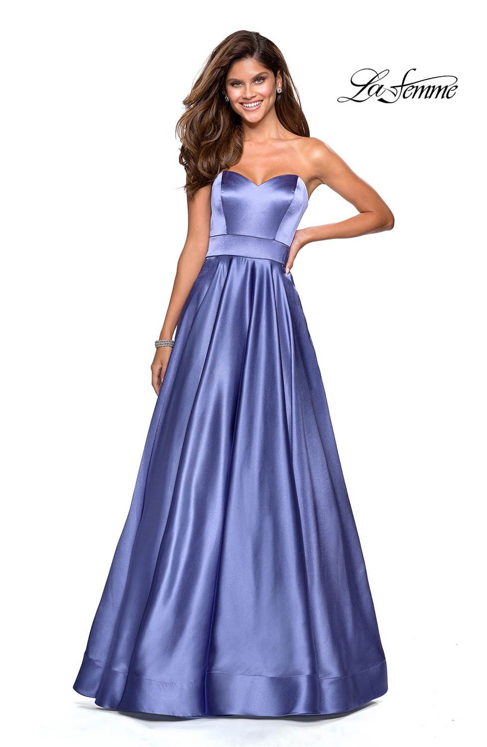 La Femme 27506 prom dress images.  La Femme 27506 is available in these colors: Dark Periwinkle, Rose Gold, Teal.