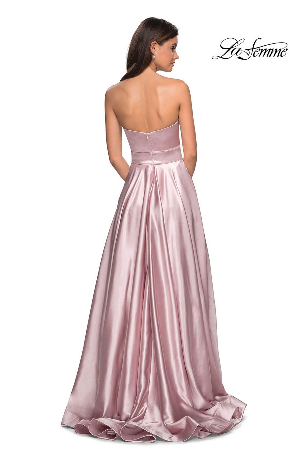 La Femme 27506 prom dress images.  La Femme 27506 is available in these colors: Dark Periwinkle, Rose Gold, Teal.