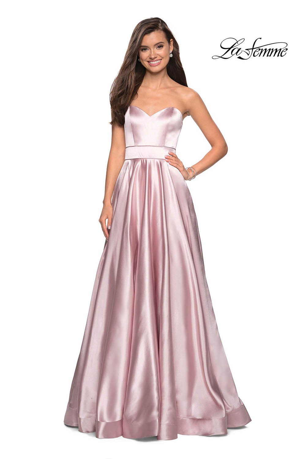 La Femme 27506 prom dress images.  La Femme 27506 is available in these colors: Dark Periwinkle, Rose Gold, Teal.