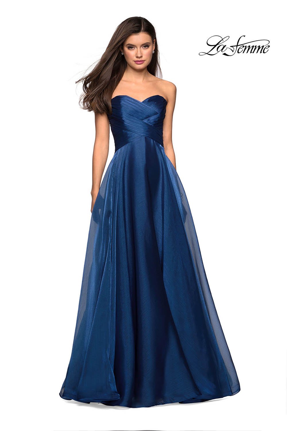 La Femme 27515 prom dress images.  La Femme 27515 is available in these colors: Mauve, Navy, Orchid, Red, White.