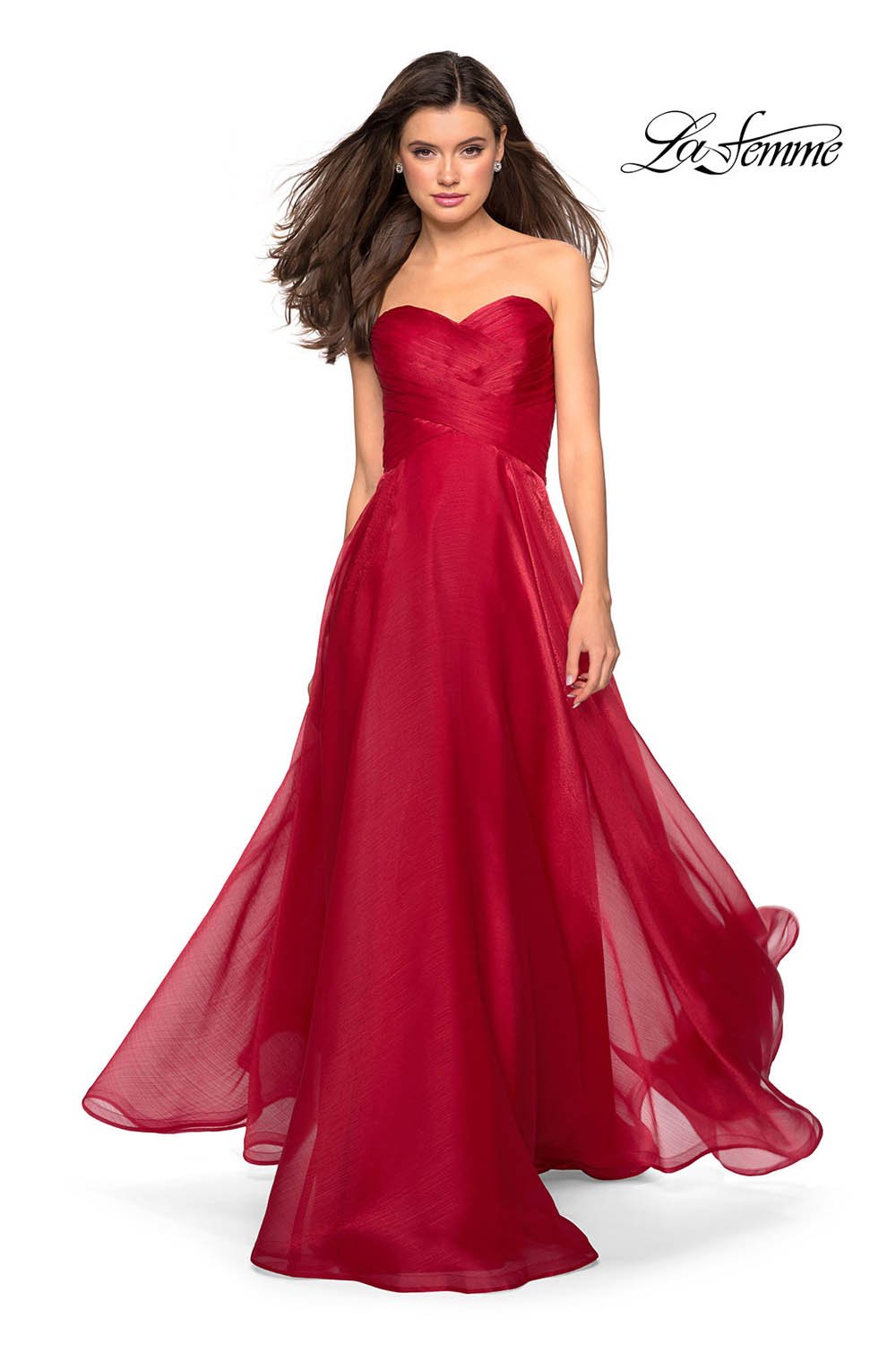 La Femme 27515 prom dress images.  La Femme 27515 is available in these colors: Mauve, Navy, Orchid, Red, White.