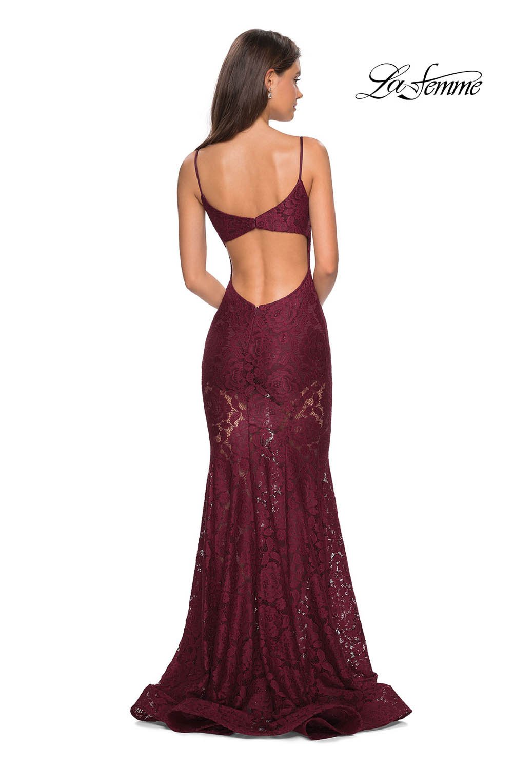 La Femme 27584 prom dress images.  La Femme 27584 is available in these colors: Black, Electric Blue, Hot Pink, Ivory, Wine.