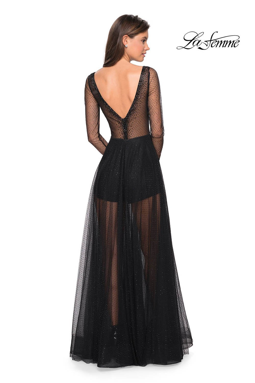 La Femme 27652 prom dress images.  La Femme 27652 is available in these colors: Black.