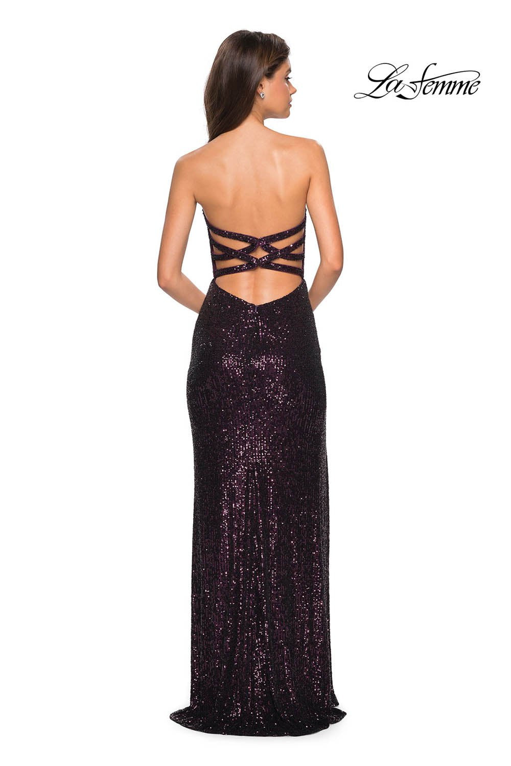 La Femme 27670 prom dress images.  La Femme 27670 is available in these colors: Plum.