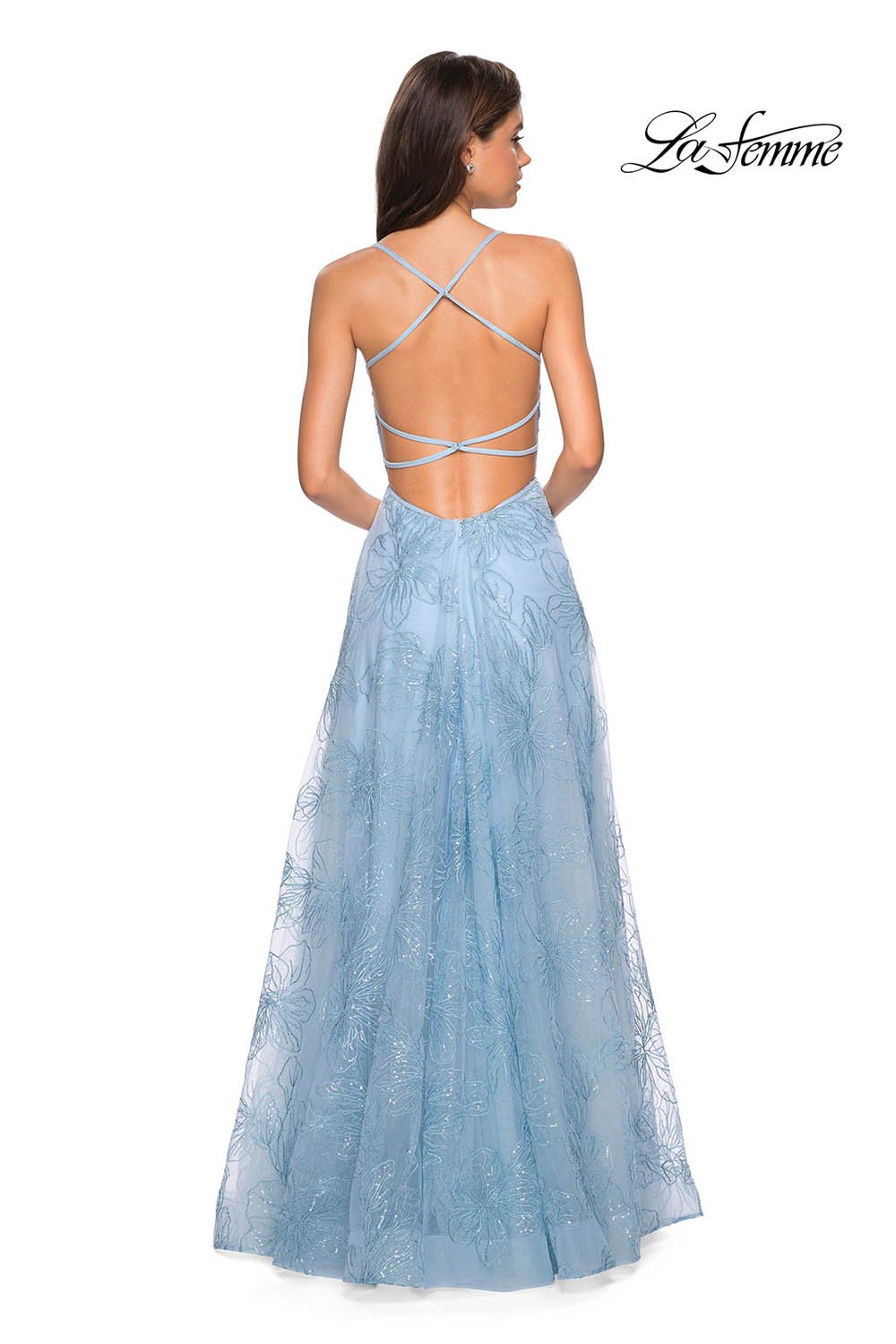 La Femme 27704 prom dress images.  La Femme 27704 is available in these colors: Cloud Blue, Mauve, Pale Yellow.