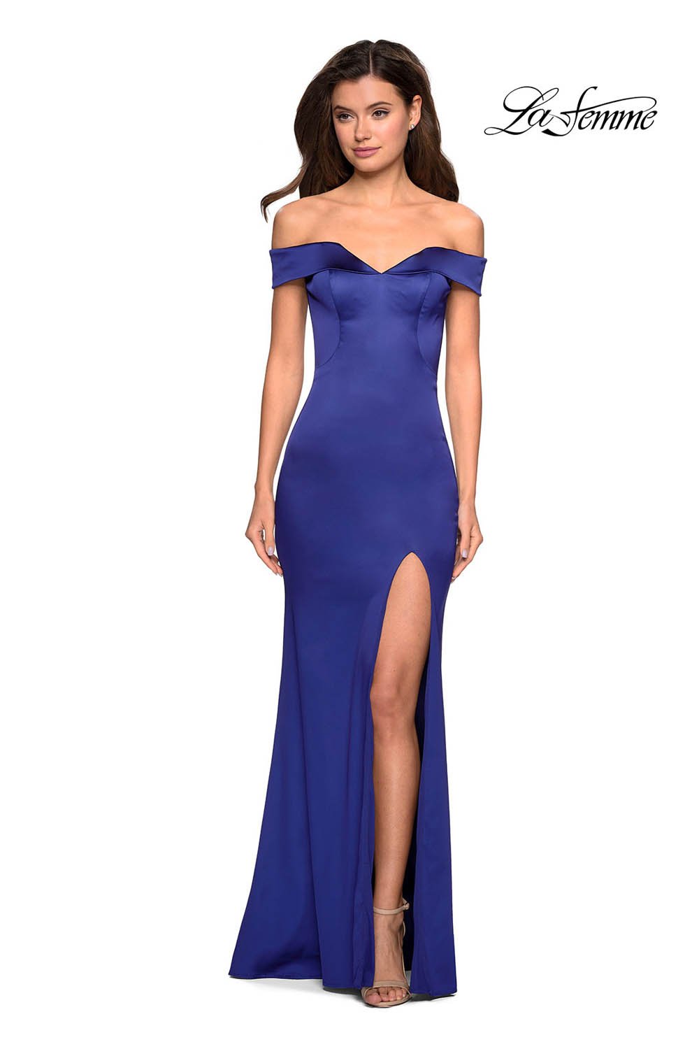 La Femme 27752 prom dress images.  La Femme 27752 is available in these colors: Black, Emerald, Navy, Nude, Red, Teal.