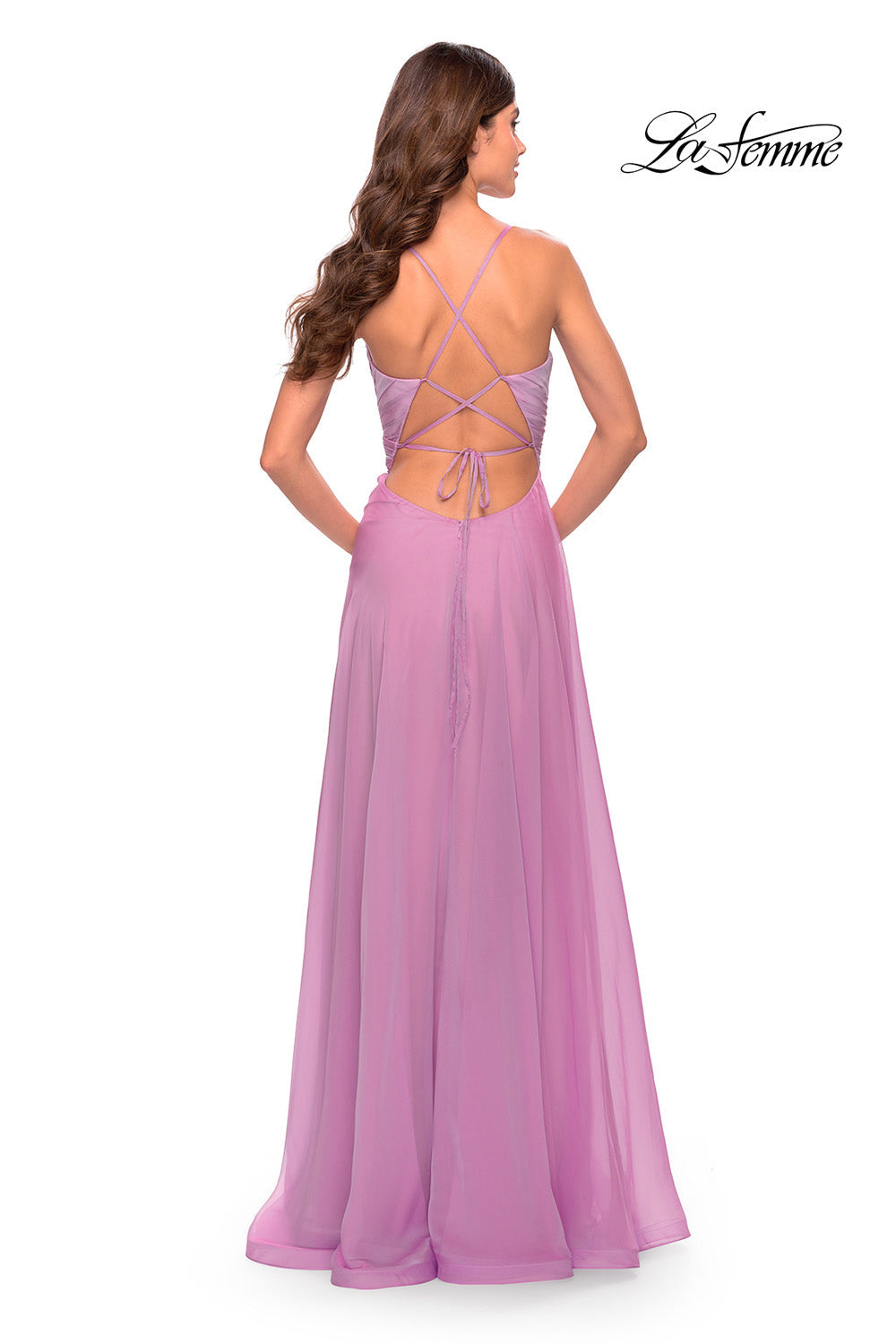 La Femme 30840 prom dress images.  La Femme 30840 is available in these colors: Cloud Blue, Lavender, Neon Pink.