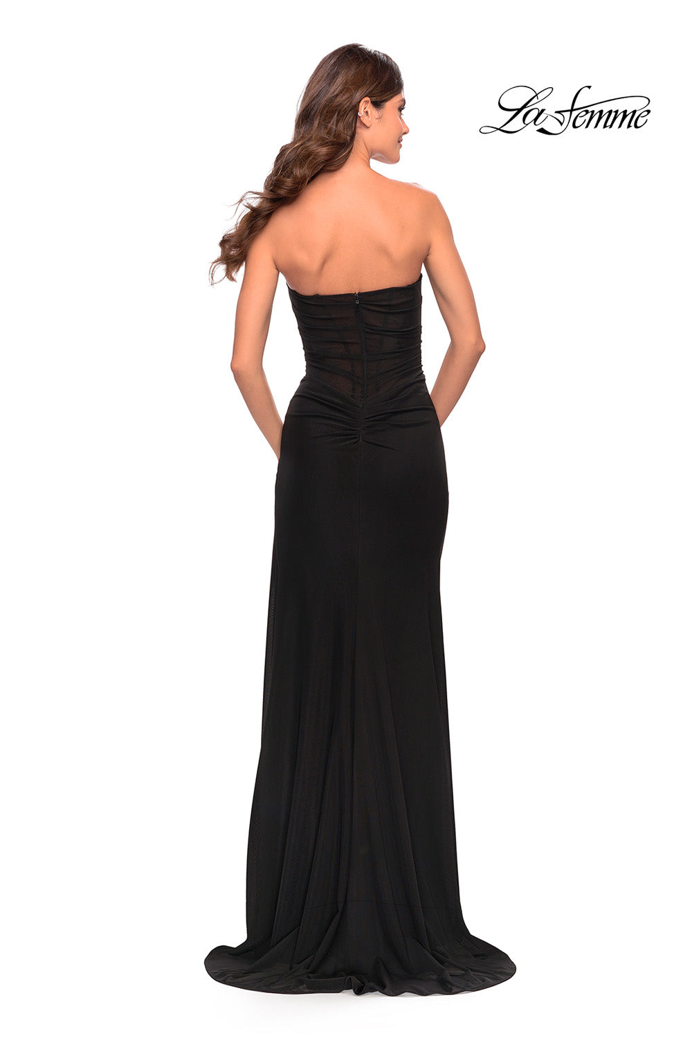 La Femme 31058 prom dress images.  La Femme 31058 is available in these colors: Black, Emerald, Red, Royal Blue.