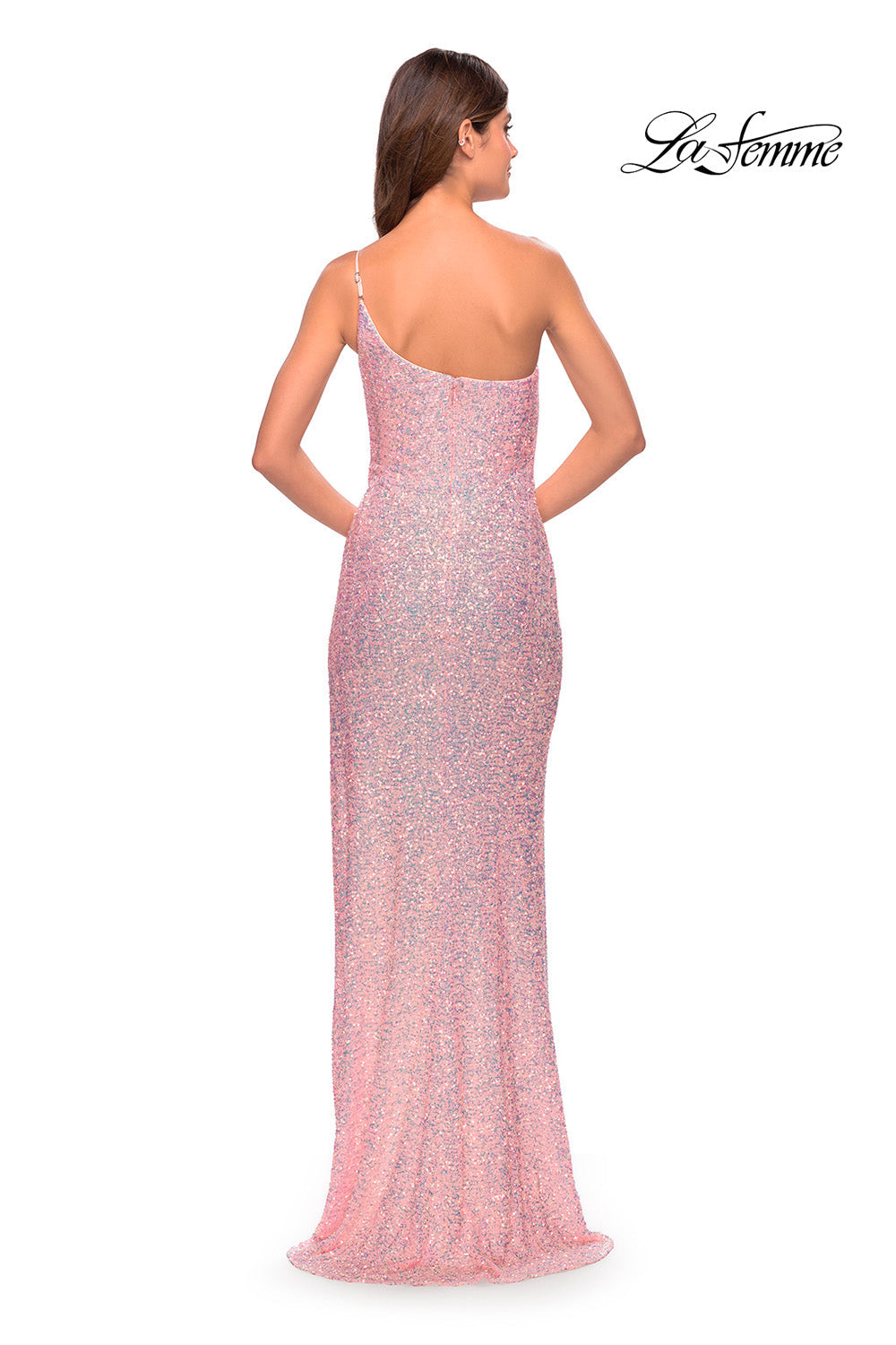 La Femme 31212 prom dress images.  La Femme 31212 is available in these colors: Champagne, Light Pink, Sage, Silver.