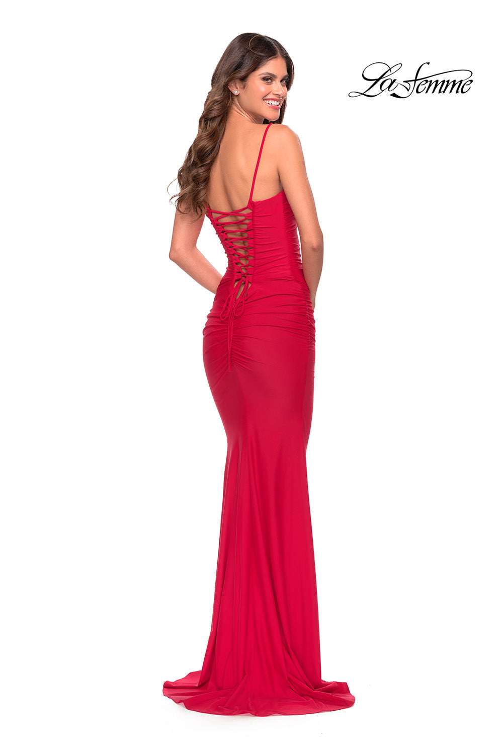 La Femme 31330 prom dress images.  La Femme 31330 is available in these colors: Black, Emerald, Red, Royal Blue.