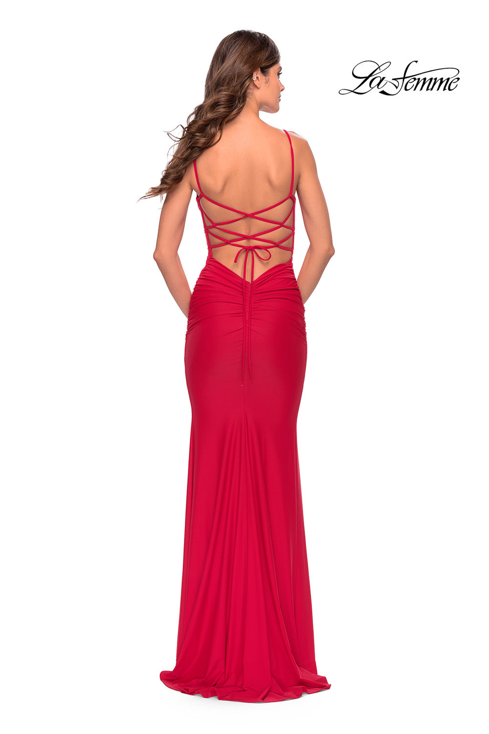 La Femme 31333 prom dress images.  La Femme 31333 is available in these colors: Black, Emerald, Red, Royal Blue.