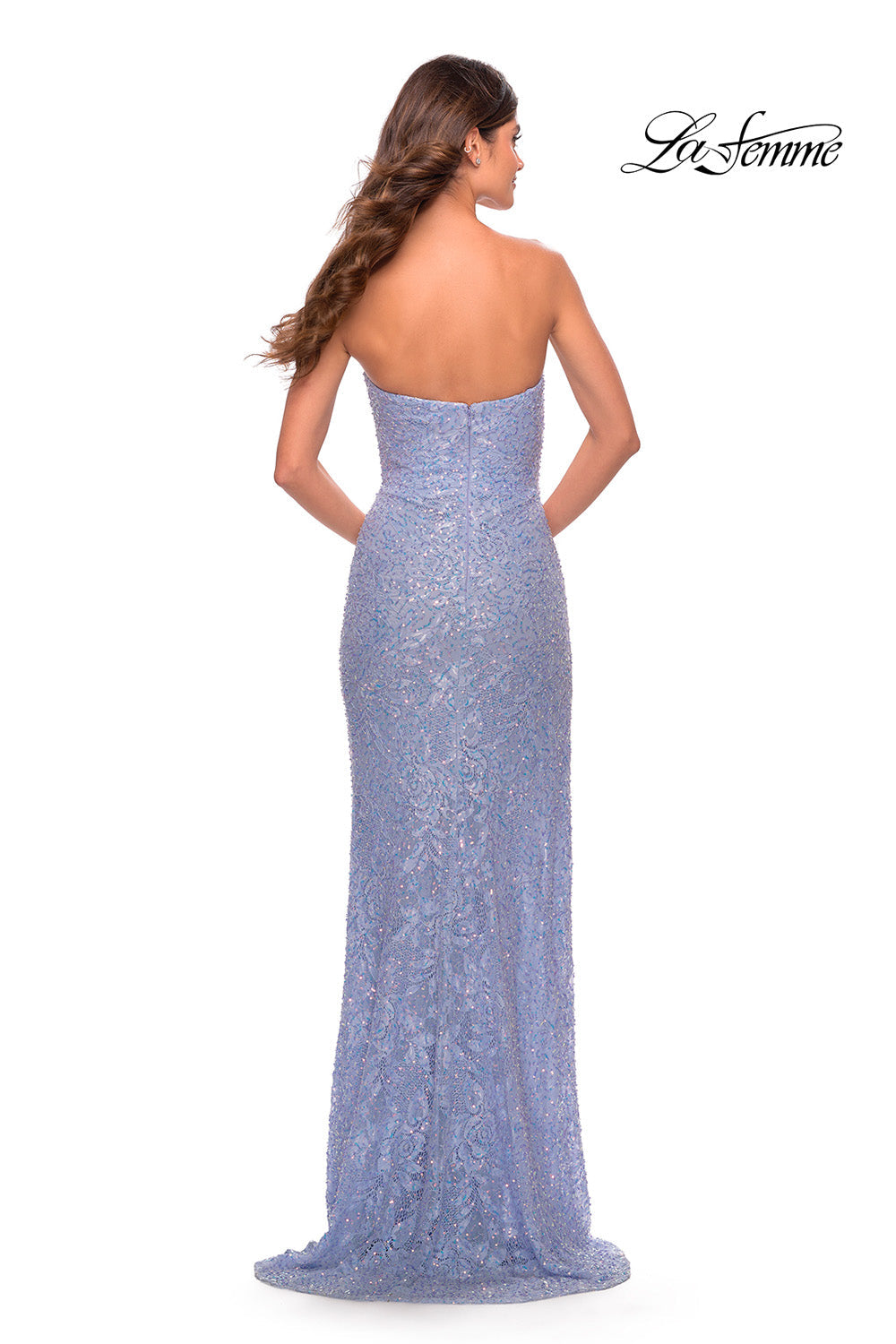 La Femme 31351 prom dress images.  La Femme 31351 is available in these colors: Light Periwinkle, Neon Pink.