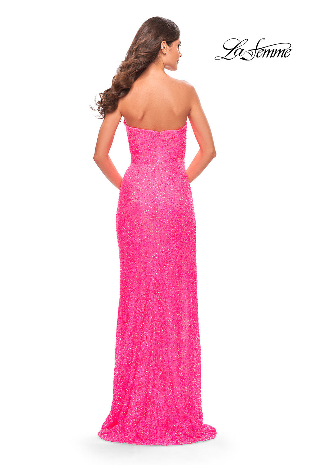 La Femme 31351 prom dress images.  La Femme 31351 is available in these colors: Light Periwinkle, Neon Pink.