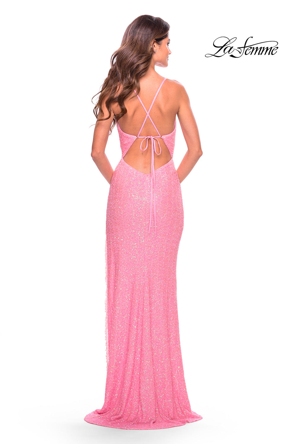 La Femme 31444 prom dress images.  La Femme 31444 is available in these colors: Light Blue, Light Pink, Periwinkle.