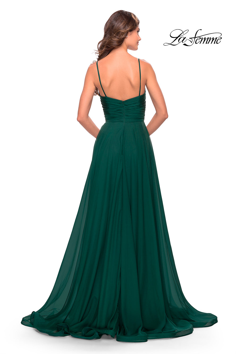 La Femme 31500 prom dress images.  La Femme 31500 is available in these colors: Dark Emerald, Lavender, Red.