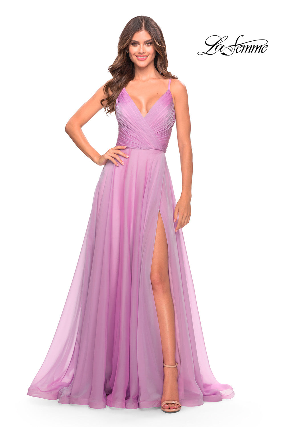 La Femme 31500 prom dress images.  La Femme 31500 is available in these colors: Dark Emerald, Lavender, Red.