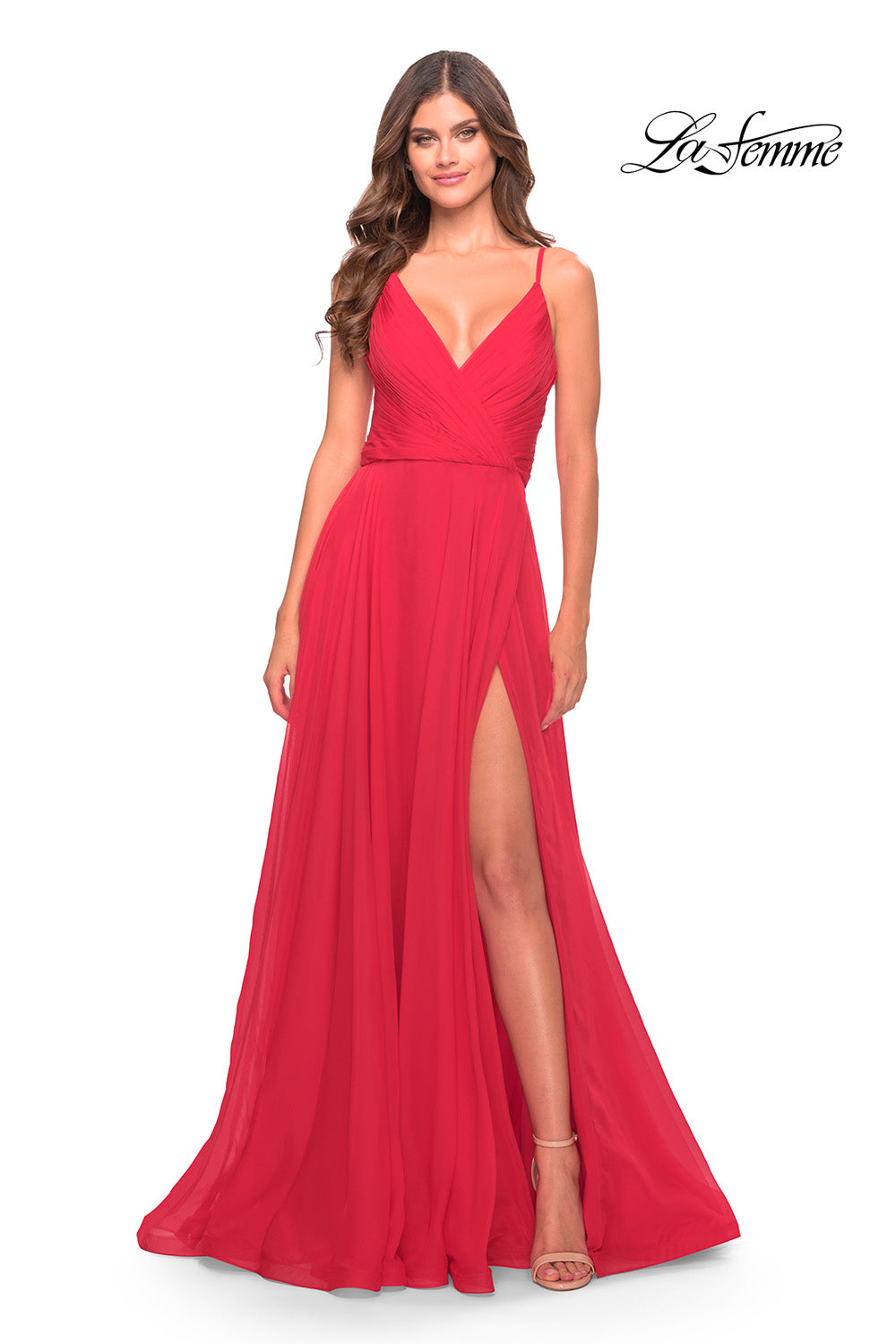 La Femme 31500 prom dress images.  La Femme 31500 is available in these colors: Dark Emerald, Lavender, Red.