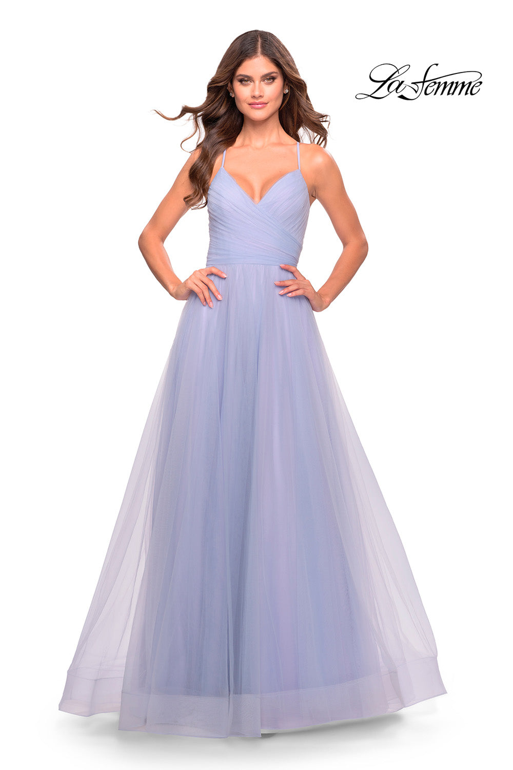 La Femme 31501 prom dress images.  La Femme 31501 is available in these colors: Light Periwinkle, Sage.