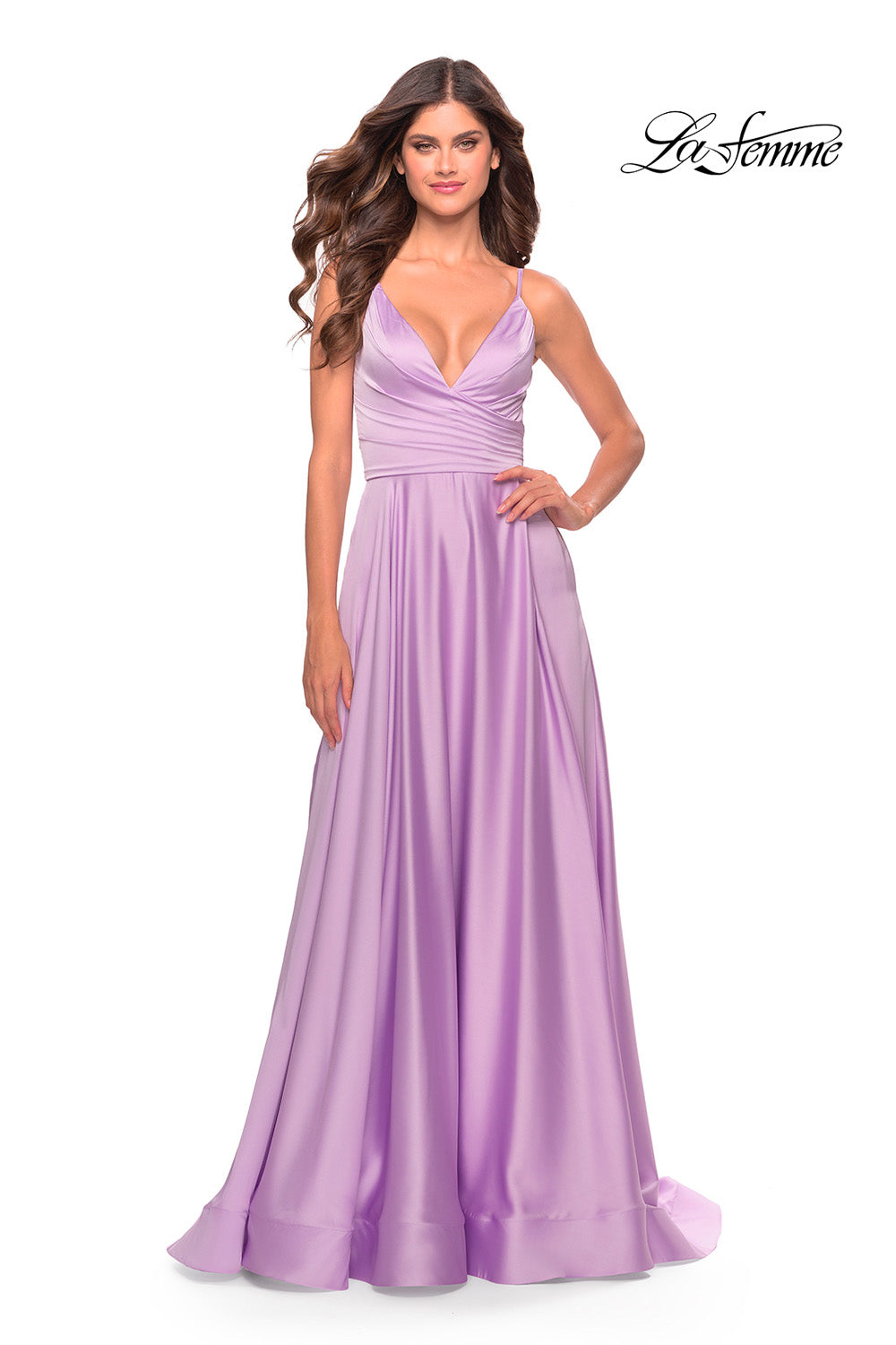 La Femme 31505 prom dress images.  La Femme 31505 is available in these colors: Lavender, Nude, Silver, Teal.