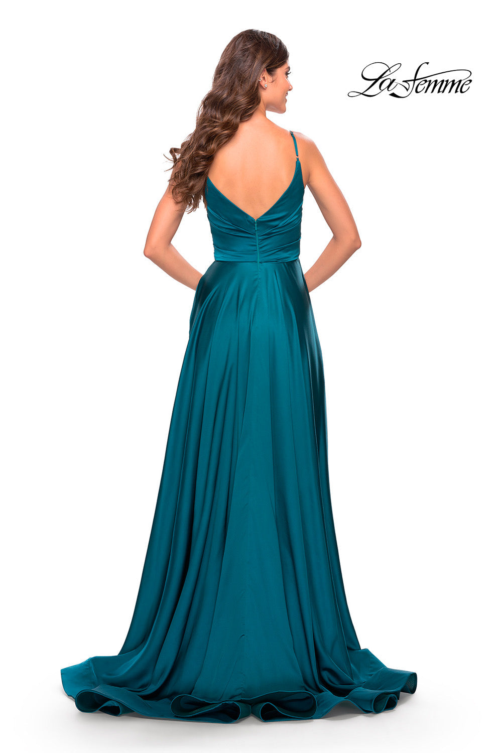 La Femme 31505 prom dress images.  La Femme 31505 is available in these colors: Lavender, Nude, Silver, Teal.