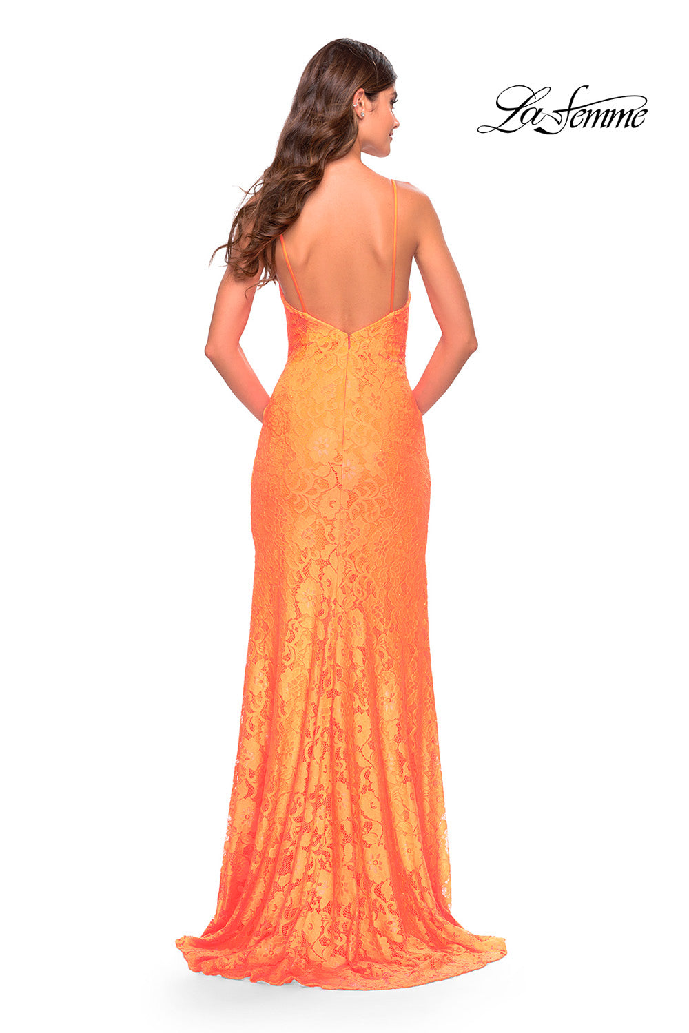 La Femme 31513 prom dress images.  La Femme 31513 is available in these colors: Aqua, Orange.