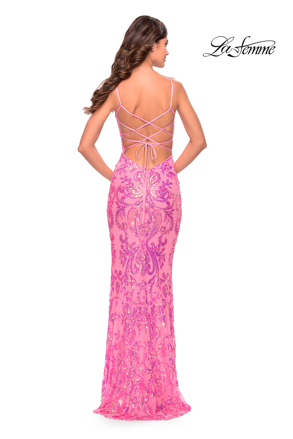 La Femme 31521 prom dress images.  La Femme 31521 is available in these colors: Aqua, Lavender, Neon Pink.