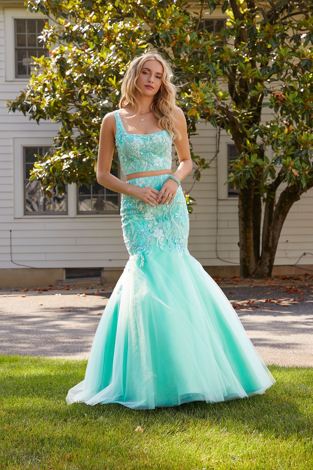 Morilee 47043 prom dress images.  Morilee 47043 is available in these colors: Bright Mint, Bahama Blue, Blush.