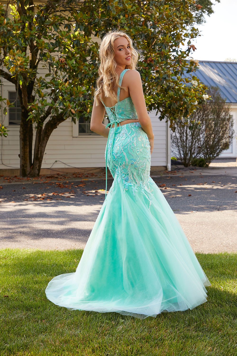 Morilee 47043 prom dress images.  Morilee 47043 is available in these colors: Bright Mint, Bahama Blue, Blush.