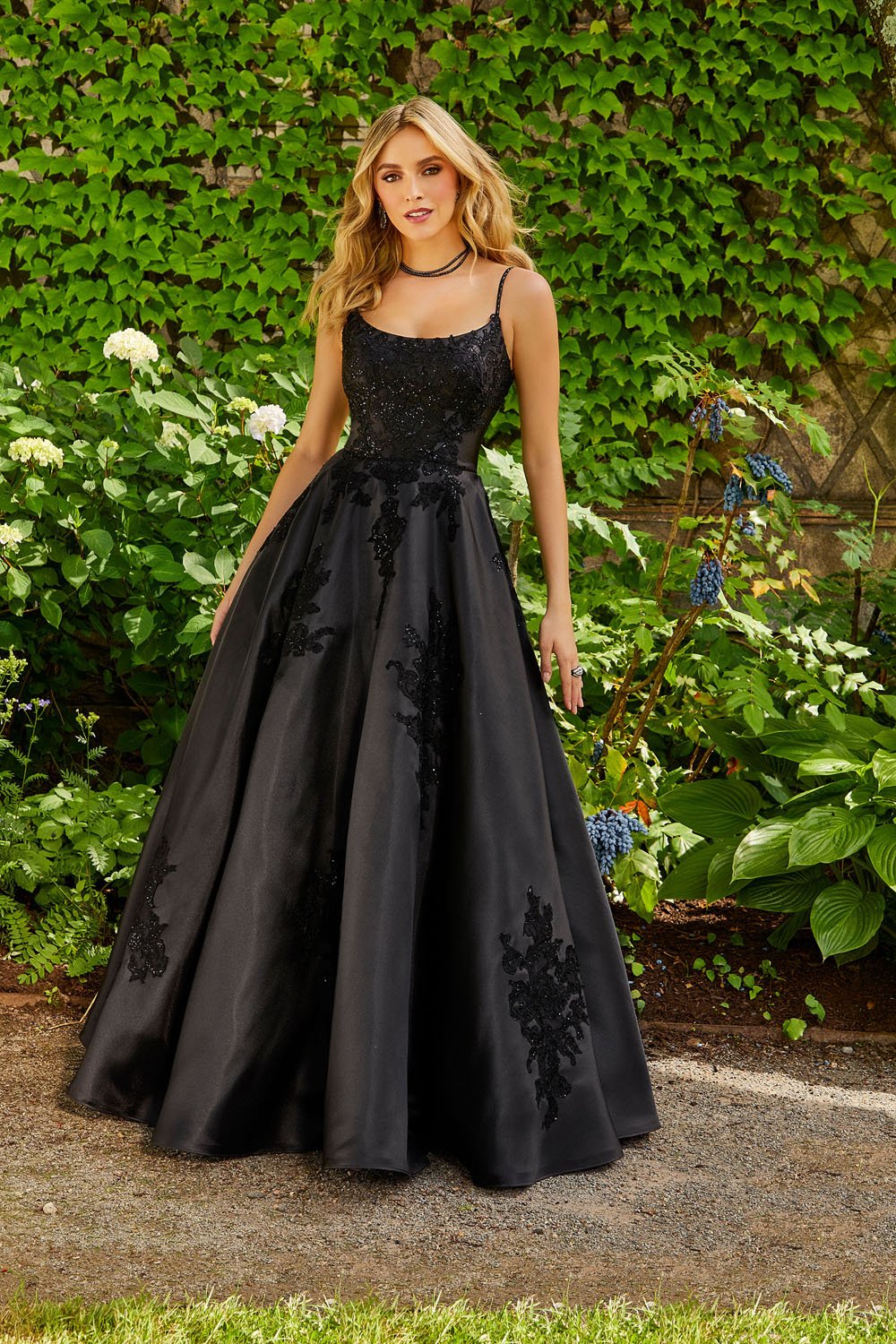 Morilee 47056 prom dress images.  Morilee 47056 is available in these colors: Black, Royal, Aqua, White.