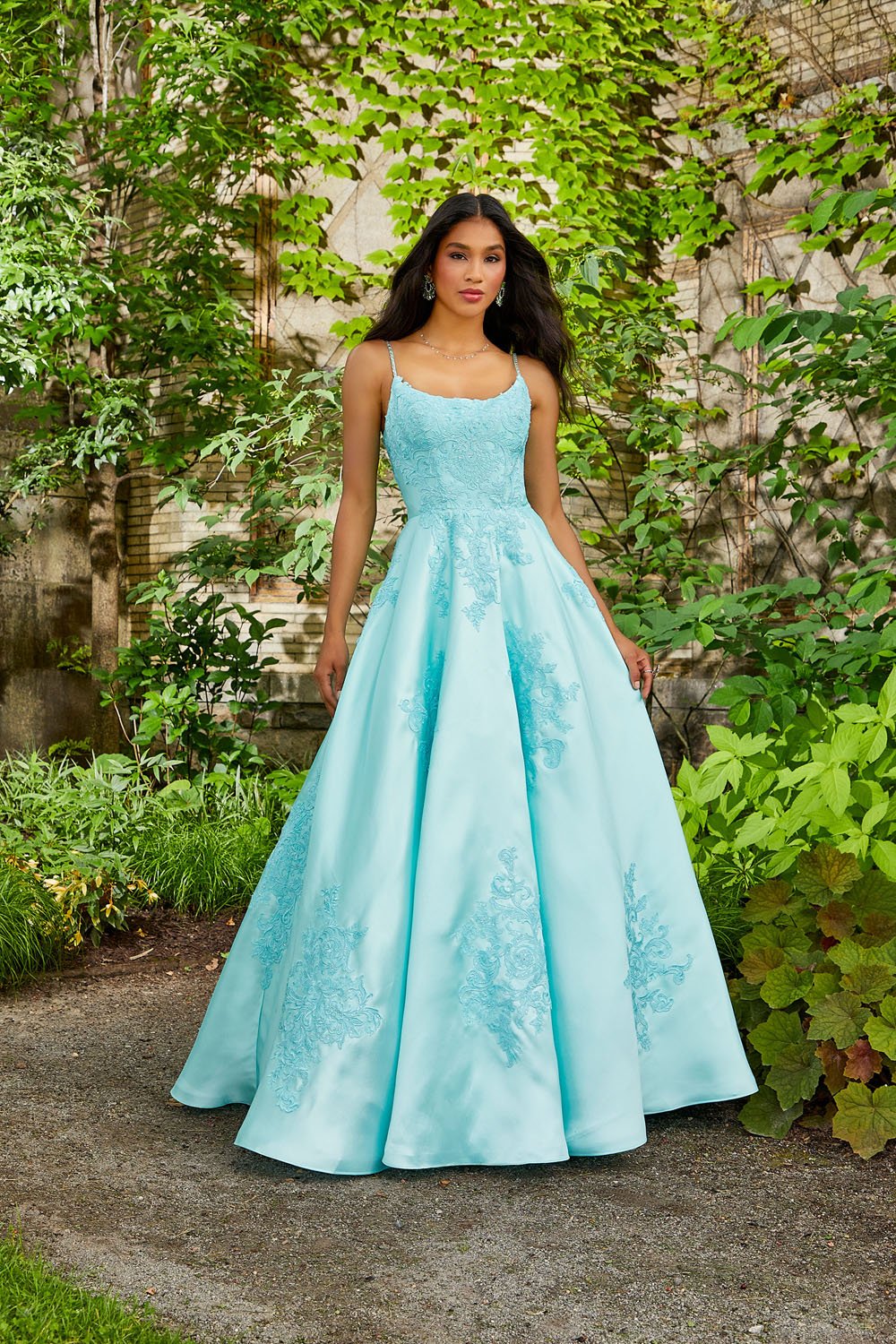 Morilee 47056 prom dress images.  Morilee 47056 is available in these colors: Black, Royal, Aqua, White.