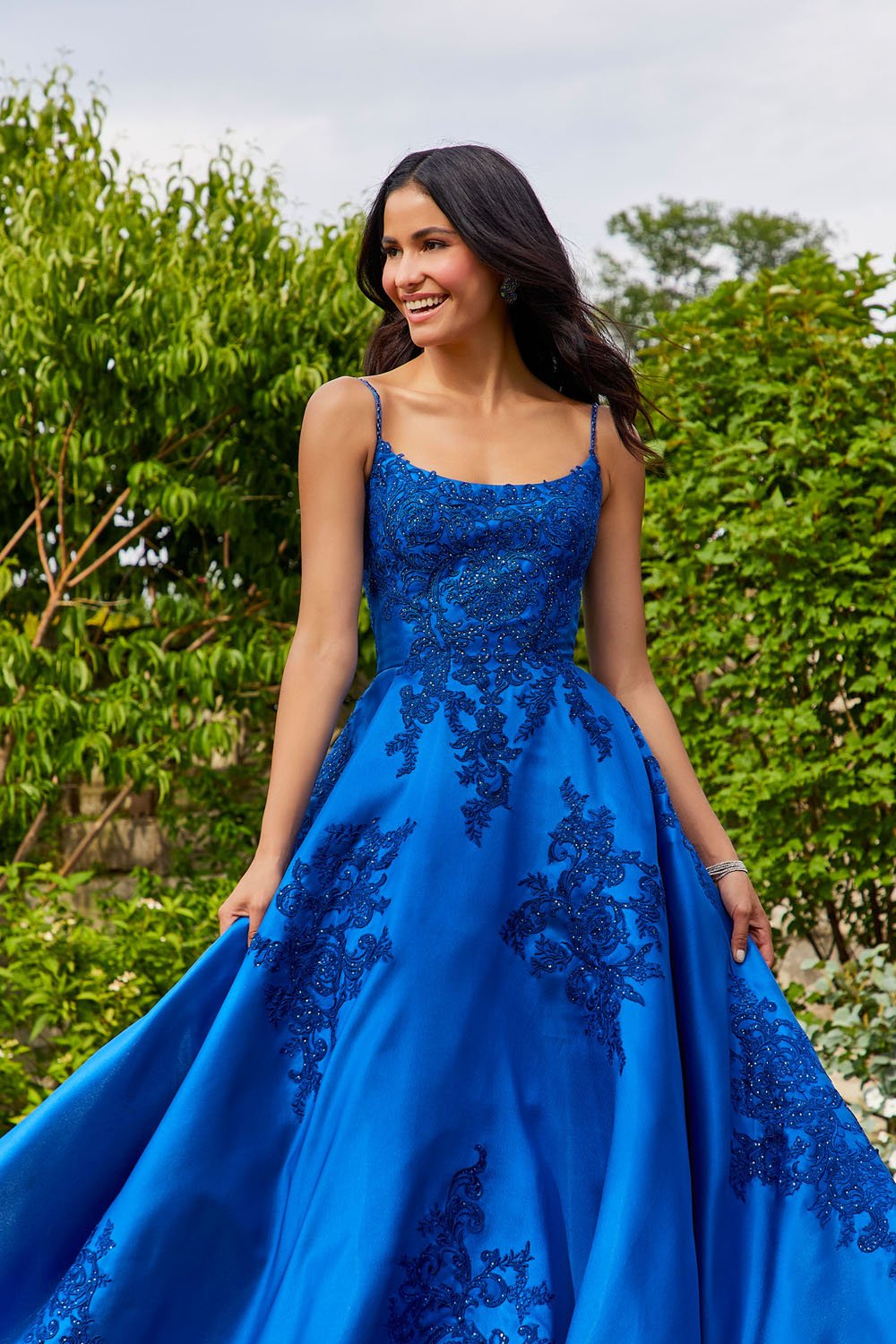 Morilee 47056 prom dress images.  Morilee 47056 is available in these colors: Black, Royal, Aqua, White.