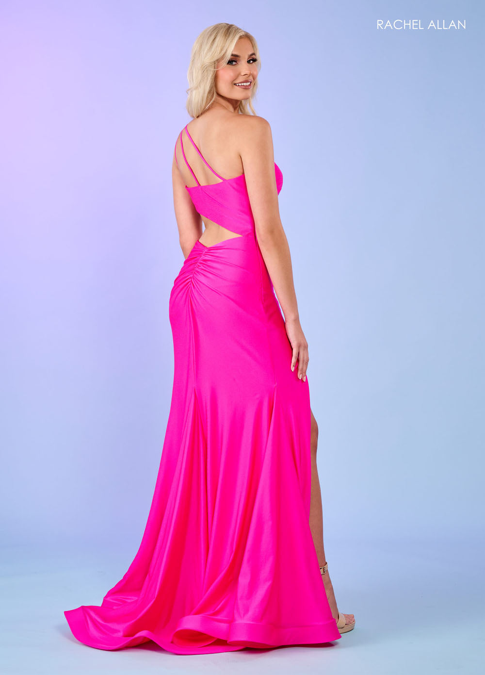 Rachel Allan 70153 prom dress images.  Rachel Allan 70153 is available in these colors: Black, Coral, Emerald, Hot Pink, Ocean Blue, Royal, Tangerine, Watermelon, Yellow.