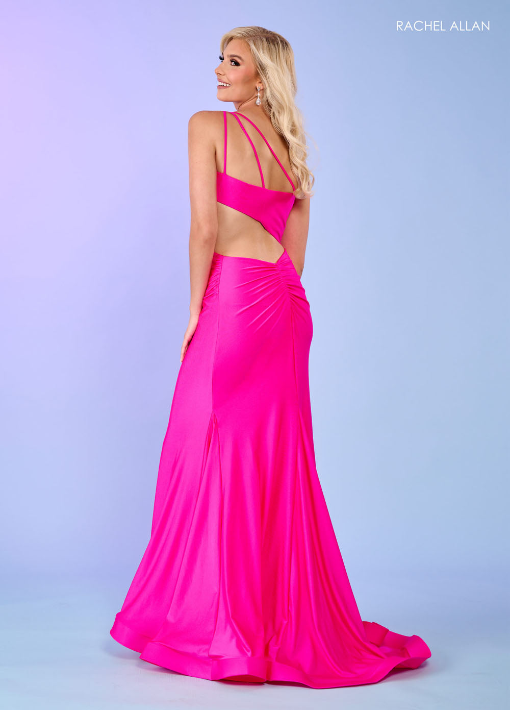 Rachel Allan 70153 prom dress images.  Rachel Allan 70153 is available in these colors: Black, Coral, Emerald, Hot Pink, Ocean Blue, Royal, Tangerine, Watermelon, Yellow.