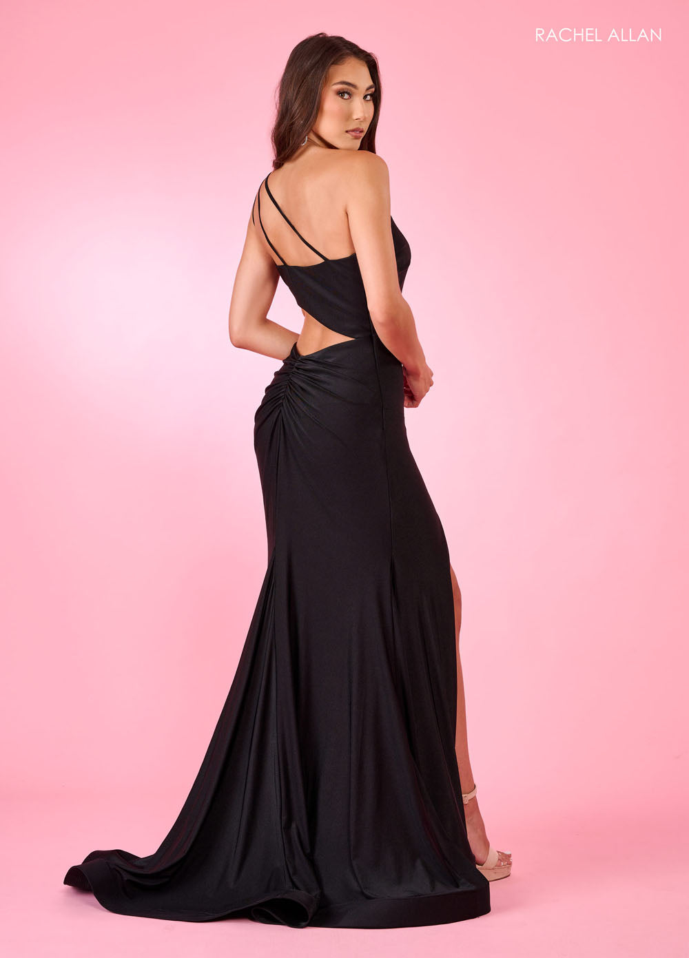 Rachel Allan 70153 prom dress images.  Rachel Allan 70153 is available in these colors: Black, Coral, Emerald, Hot Pink, Ocean Blue, Royal, Tangerine, Watermelon, Yellow.